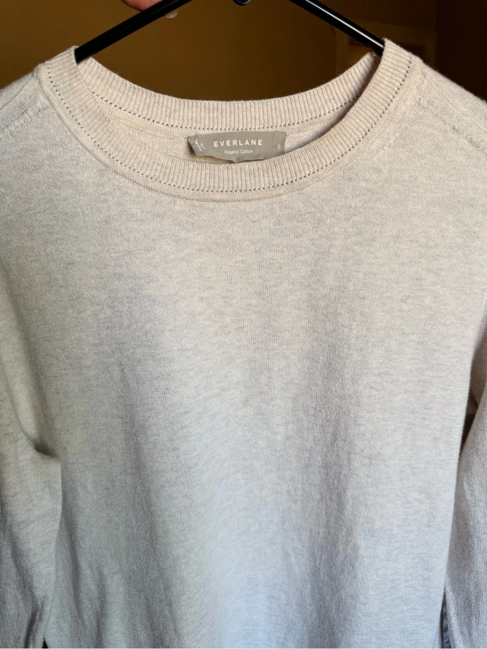 Everlane Organic Cotton Crewneck Sweater Off White Heathered Lightweight Women S